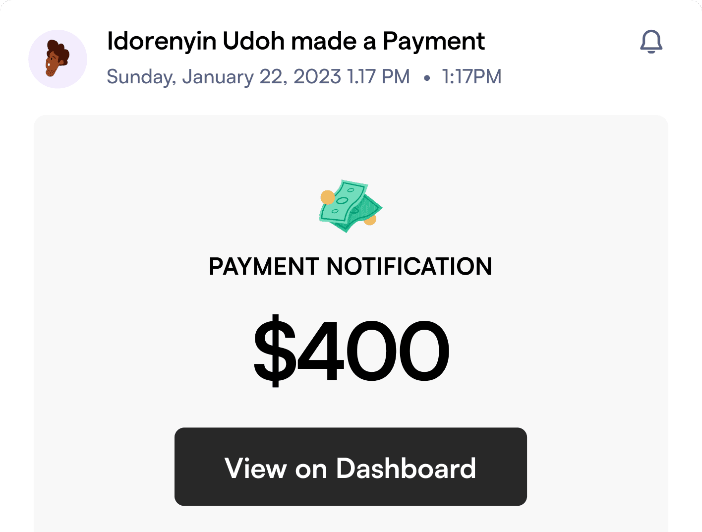 An image of payment notification