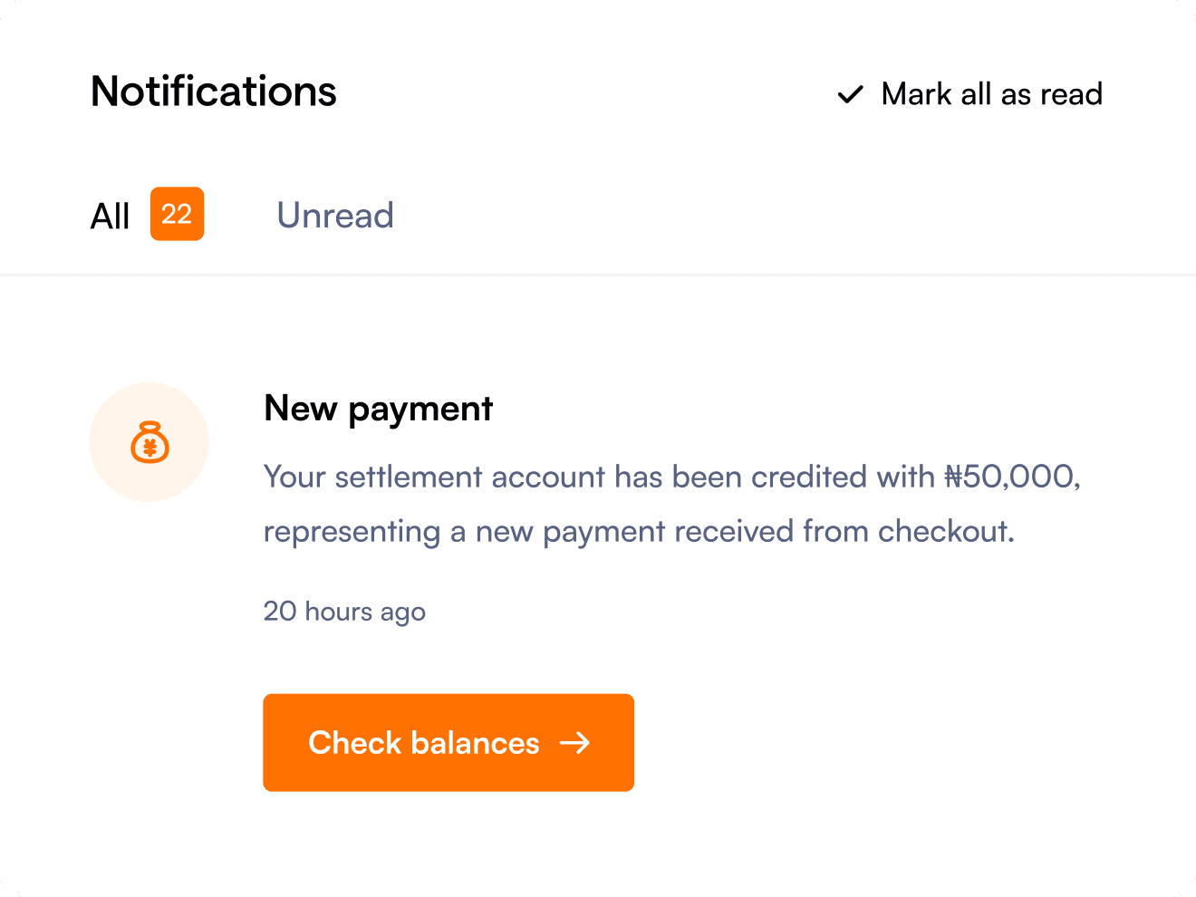 An image showing notification of a new payment that has occurred on a payment link