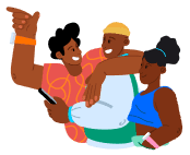 illustration of black people hugging